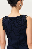 Stella Fringed Sleeveless Midi Dress in Cotton-Elite Yarn Knit