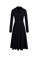Ayla Hourglass Waist Polo Neckline Dress in Wool Blend