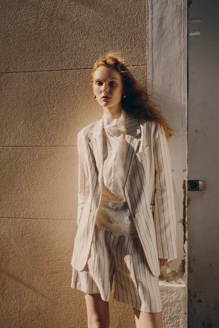 Blakeney Striped Suit Shorts in Linen