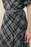 Fern Plaid Panelled Skirt in Cotton Blend