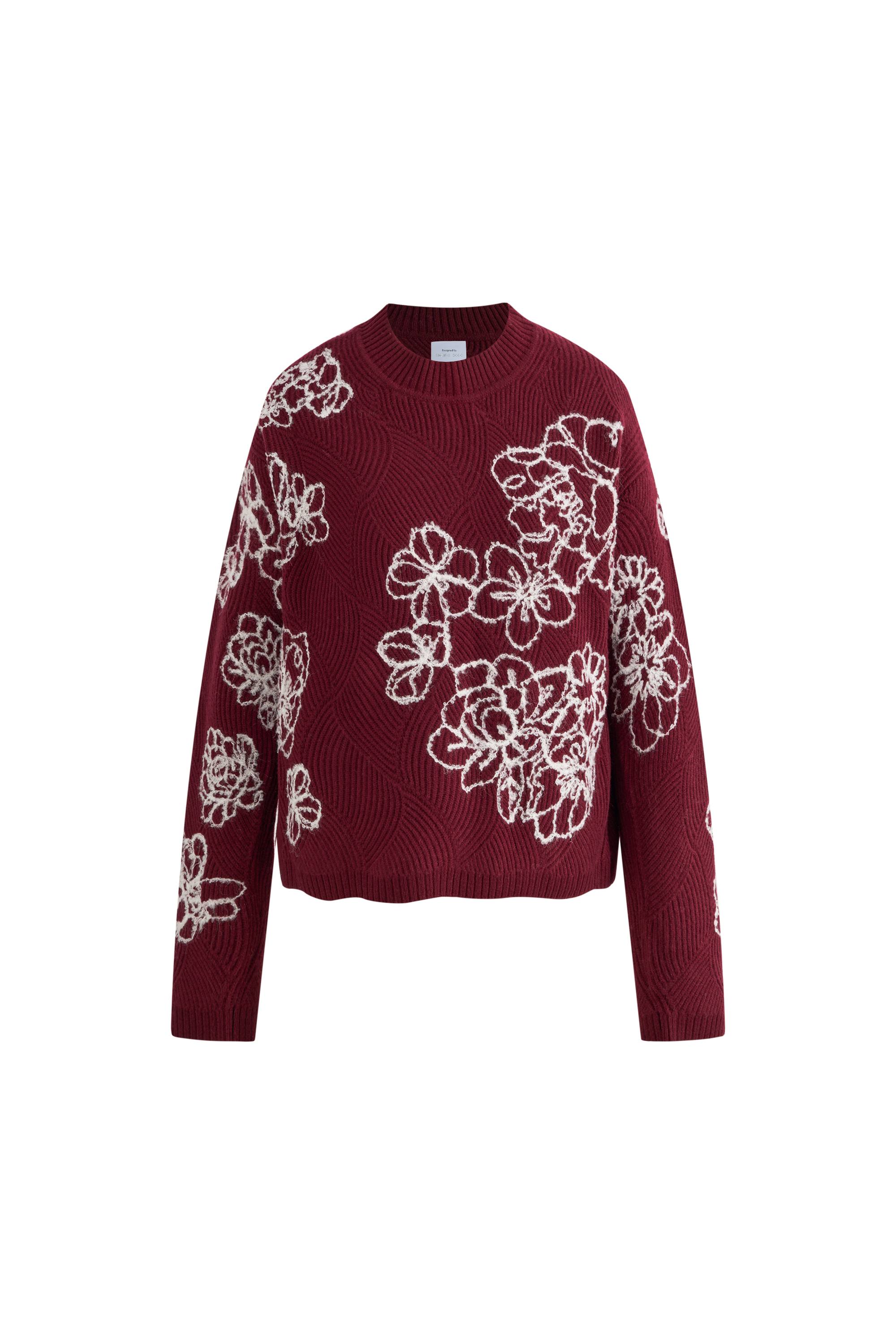 Poppy Flora Embroidery Sweater in Merino Wool Knit – fbrq.com