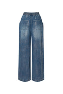 Jean large Bulb scintillant en denim coton