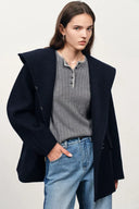 Harper Sailor Style Oversized Hood Parka in Merino Wool Knit