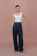 Dries Braided White Tank Top in Tencel-Silk Knit