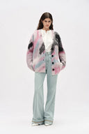 Nîmes Bestickte Jeans mit weitem Bein aus Baumwoll-Denim