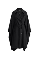 Aggripine Cape Style Trench Coat in Lightweight Merino Twill