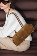 Monti East West Shoulder Bag in Suede Calfskin