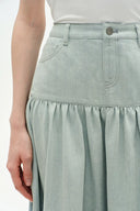Falda de mezclilla plisada Rose en denim de verano - mezclilla azul lavado claro