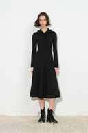 Ayla Hourglass Waist Polo Neckline Dress in Wool Blend