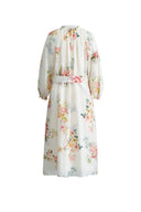 Lou Flora Long Sleeves Dress in Silk-Linen Blend
