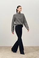 Vera Washed Charcoal Micro Flared Jeans in Stretchy Denim