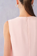 Vestido sin mangas con pliegues laterales ondulados Cilace en tejido mate texturizado