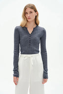 Issac Long Sleeve Pullover in Australian Merino Yarn Knit