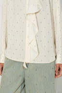 Hypatia Metallic Tupfen-Bluse mit Rüschen