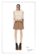 Marian Color Block Trim Shorts in Faux Suede