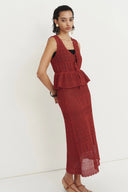 Grazia Heart Shaped Openwork Sleeveless Top and Skirt Set in Linen Blend