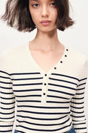 Vivi Henley Long Sleeve Top in Merino Wool Knit