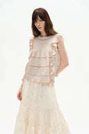 Top sin mangas con volantes artesanal Agnes en algodón