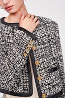 Gabriel 24K Gold Button Tweed Jacket in Two-Tone Wool Bouclé