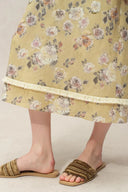 Sienna V Neck Flora Print Dress in Linen