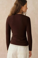 Tia Layered Look Long Sleeve T Shirt in Tencel-Merino Knit