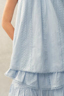 Hazel Boho Embroidery Jacquard Halterneck Sleeveless Top in Cotton