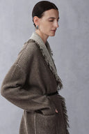 Cárdigan bicolor con flecos Dora en mezcla de lana y alpaca