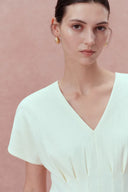 Vestido midi blanco Adeline con cintura entallada en algodón