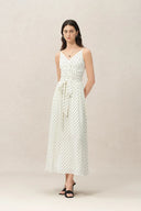 Luna Polka Dot Tie Dress in Mulberry Silk