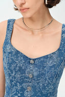 Ella Flora Laserwork Strap Maxi Dress in Cotton Denim