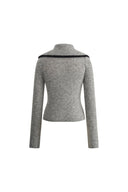 Pull ajusté Julie à grand col contrasté en mélange laine-alpaga