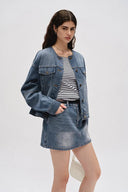 Helmingham Rundhalsjacke aus Lyocell Denim