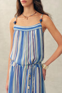 Mila Watercolor Stripe Maxi Dress in Crinkled Georgette
