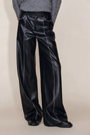 Iris Quilted Contrast Stitching Pants in Faux Leather