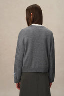 Olivia Floral Cable Cardigan in Merino Wool Cable Knit
