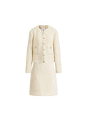 Completo Coordinato Giacca Boxy e Gonna Grasse Testurizzata in Bouclé di Lana Alpaca