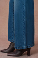 Nora Fronttaschen Cropped Straight Leg Jeans aus Baumwoll-Denim