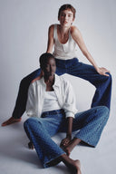 Jean dégradé texturé ceinturé Skylar en denim jacquard coton