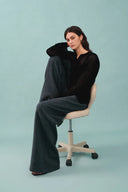 Tracy Semi Sheer Buttoned Blouse in Tencel Silk Knit