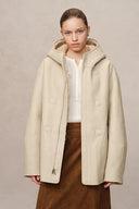 Clémence New Semi Oversized Hooded Sherpa Short Coat in Wool Blend