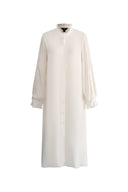 Robe chemise maxi semi-transparente style victorien Venus en georgette de soie