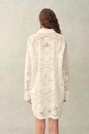 Eliana Cutwork Embroidery Longline Cover Up Long Sleeves Shirt in 100% Cotton with Lace