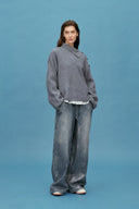 Jean large Bulb scintillant en denim coton