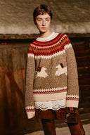 Freya Fair Isle Pony Sweater in Merino Wool Blend Knit