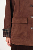 Robin Corduroy Collar Jacket in Faux Suede