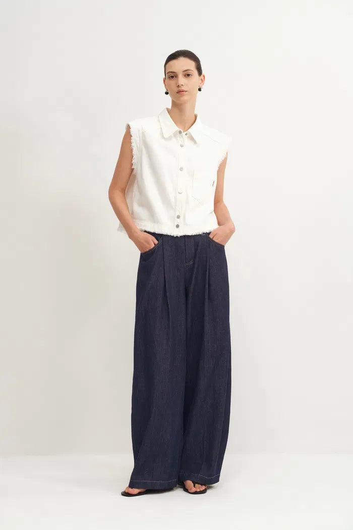 Riley Balloon Leg Jeans in Cotton Linen Denim