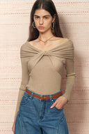 Lyra Reversible Bow Off Shoulder Knit Top