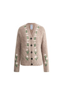 Cardigan Piper aux lys travaillés à la main en mélange alpaga tricoté