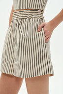 Lona Striped Casual Shorts in Cotton Poplin