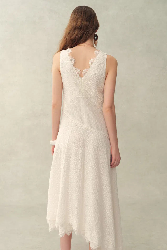 white linen boho dress White Boho Flowy Dress, Handmade Linen Summer Dress
